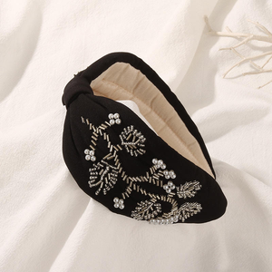 Diademas Bordadas a Mano con Tela, Flores de Esponja de Alta Costura, Diademas con Cuentas Preppy Importadas - Product Image 6