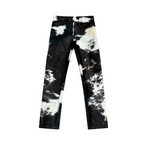 Pantalones de Piel de Vaca con Pelo, Tendencia Nueva, Pantalones de Cuero Genuino con Pelo de Vaca de Primera Calidad para Hombre, Estilo Atrevido y Moderno - Product Image 1