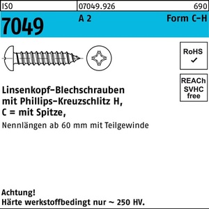 Tornillos autorroscantes ISO 7049 LIKO Point/PH C 3.9x9.5mm Acero inoxidable A2 1000 piezas - Product Image 1