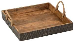 Bandeja de Servir de Madera Natural Moderna, Artesanía Khadim, Bandeja para Desayuno Hecha a Mano con Revestimiento de Esmalte, Decorativa y Sostenible, Superventas - Product Image 4