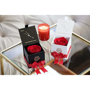 Astor Collection's Eternal Rose PISCES Romantic Preserved Real Rose LED Light Square Box for Valentine's Day Mother's Day Gifts - Product Image 2