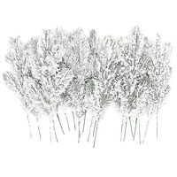 24 brins de sapin artificiels givrés durables de 27 cm, aiguilles de pin vertes, décorations d'arbre de Noël, épicéas d'hiver