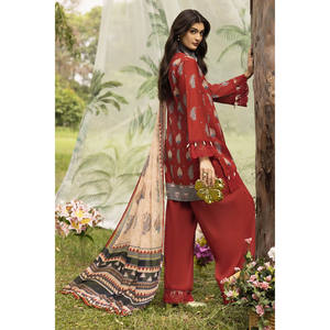 Ensemble 3 pièces en mousseline imprimée, col mandarin, longueur genou, personnalisable ODM, style chic et tendance pour femme SD-42146 Taille XS - Product Image 4