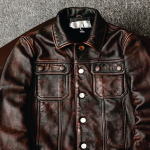 Wholesale High Quality 100% <b>Genuine</b> Leather Winter Stand Collar Waterproof Eco-Friendly Windproof Jacket Men Customizable Sizes - Product Image 5