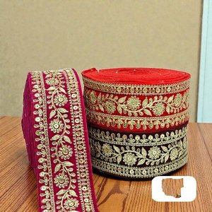 Dentelles brodées sur mesure avec des paillettes, 100% coton, écologiques, motif floral vintage pour vêtements, projets d'artisanat, qualité supérieure - Product Image 2