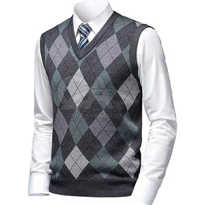 Otoño Invierno Venta al por mayor Hombres Suéter sin mangas Chaleco Hombres Suéter de punto sin mangas Chaleco Casual Cuello en V Jersey para la venta - Product Image 1