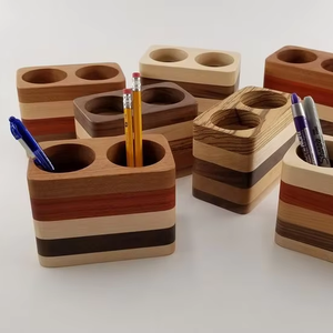 Soporte para bolígrafos de madera de acacia hecho a mano, organizador de escritorio para artículos de papelería, fabricante al por mayor de Barkah Star - Product Image 1