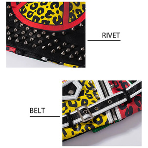 Fashion <b>Mens</b> Customized Color Punk Vintage Zipper Front Windproof Leather Jacket for Woman - Product Image 4