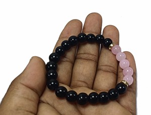 <b>Bracelet</b> Black Obsidian and Rose Quartz <b>Beads</b> Stone <b>Bracelet</b> Crystal Gemstone Fashion Jewelry <b>Men</b> and Women Gift Energy Medi - Product Image 5