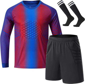 Adult Men's Soccer Goalkeeper Jersey Set Long Sleeve Guard Uniform Shorts <b>Knee</b> <b>High</b> Socks Quick Dry Team Kit - Product Image 1