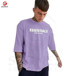 T-shirt surdimensionné personnalisé pour homme en coton/fibre de bambou, style vintage délavé à l'acide, impression graphique partielle pour un look grande taille - Product Image 2