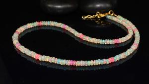 Collar de cuentas de ópalo de fuego Rondell naranja pulido etíope Vintage para mujer, piedras preciosas sueltas de tratamiento Natural - Product Image 6