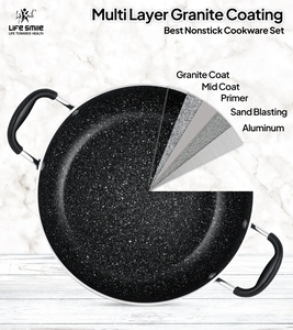 Marmite en granit de qualité supérieure antiadhésive avec couvercle en verre et bord en silicone - Product Image 4