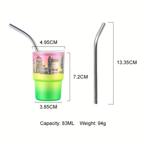 Wholesale Custom 2.5oz Mini <strong>Shot</strong> Glass with Stainless Steel <strong>Straw</strong> for Whiskey Vodka Party Bars - Product Image 6