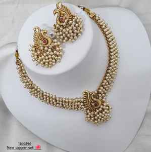 FANCY ANTIQUE TRADITIONAL and FASHIONABLE SOUTH INDIAN TEMPLE <b>JEWELLERY</b> <b>SET</b> and COPPER SOUTH NECKLACE <b>SET</b> for WOMEN NAD GIRLS - Product Image 2