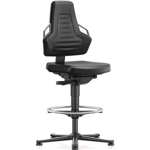 Silla de Hospital Nexxit Giratoria con Ruedas para Suelo + Anillo para Pies, Asiento Gris, Base Negra, Espuma Integral, 570-820mm BIMOS - Product Image 1