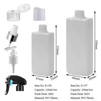 Botellas de Loción Rectangulares Planas de PET Blanco de 120 ml, 4 oz, 250 ml, 8 oz, Personalizadas, con Pulverizador, Serigrafía, Envases Cosméticos para Champú