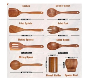 Ensemble de spatules en bois faites à la main de qualité supérieure, 7 pièces, ustensiles de cuisine écologiques fabriqués en Inde, boîte de couleur personnalisée, Mirha International - Product Image 4