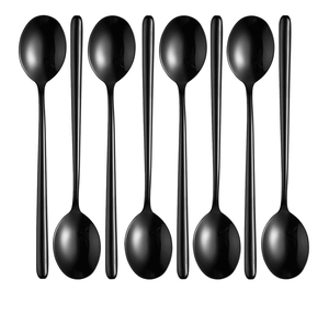 Cuchara de postre de acero espejado, 8 piezas, cubiertos artesanales, cuchara de té de acero inoxidable de alta calidad a la moda competitiva - Product Image 1