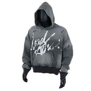 Sudaderas con Capucha Extra Grandes de Algodón Grueso Personalizadas, con Estampado Digital, Lavado Desteñido al Sol y Estilo Desgastado para Hombre - Product Image 6