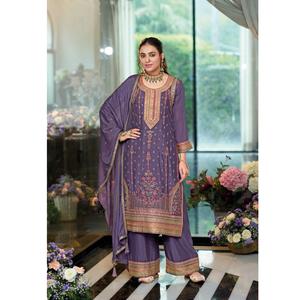 Vêtements indiens pakistanais au design unique Tissu chinnon lourd Salwar Kameez pour fêtes et événements ethniques du fournisseur en gros - Product Image 1