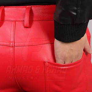 กางเกงหนังแท้ทรงสกินนี่เอวกลาง รุ่นใหม่ล่าสุด สำหรับผู้ชาย สวมใส่สบาย น้ำหนักเบา รับสกรีนโลโก้ - Product Image 6