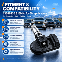 Capteur TPMS 433 MHz 13598773 pour applications GM, remplacement OE, capteur de surveillance de la pression des pneus, valve métallique
