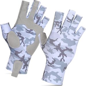 Lightweight Polyester Camouflage Fishing <b>Gloves</b> with <b>Fingerless</b> Design Sun Protection and Breathable Comfort - Product Image 4