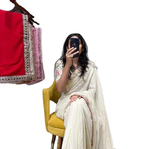 Nouveau créateur à la mode Georgette Style indien lourd perlé et dentelle travail mariage spécial Saree