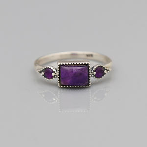 แหวนเงินแท้ 925 ประดับพลอยอเมทิสต์ทรงสี่เหลี่ยมผืนผ้า คอลเลคชั่นใหม่ เครื่องประดับชั้นดี ฝังเพชร เหมาะสำหรับงานปาร์ตี้และงานแต่งงาน - Product Image 2