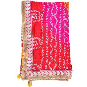New Arrival Handcrafted Cotton Bandhani Bandhej Heavy Dupatta with <b>Gota</b> Work and Latkan Wedding Wear - Product Image 3