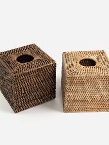 Soporte de caja de pañuelos de ratán con acabado antiguo perfecto para una vida sostenible mientras se mantiene el estilo decorativo del hogar - Product Image 5