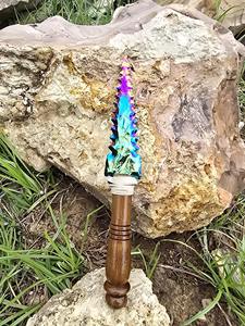 Cuchillo de Cristal Aura Tallado con Piedras Preciosas, Mango de Madera, Estilo Mascota, Decoración Metafísica para Altar, Calidad Premium, Portátil - Product Image 3