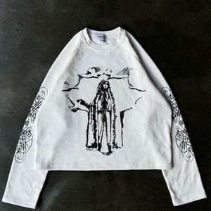 Impresión digital holgada de gran tamaño con hombros caídos de 30MOQ, algodón de peso pesado, manga larga, algodón, Waffle Boxy de alta calidad - Product Image 2