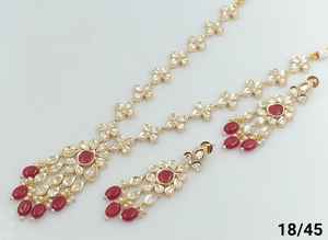 INDIAN TRADITIONAL and FASHIONABLE COPPER <b>JEWELLERY</b> BRIDAL WEDDING <b>JEWELLERY</b> SET for WOMEN EARRINGS and NECKLACE SET - Product Image 4