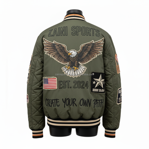 Women Bomber Jacket Premium Nylon Twill 250GSM Quilted Green With Embroidery Patch Custom Logo Design Women's Bomber Jackets - Product Image 2