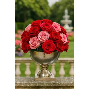 Pedestal Bowl Florero para decoración de mesa Cuenco de metal Macetas de arreglo de flores plateadas para decoración interior y exterior - Product Image 1