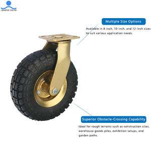 Roue pneumatique en caoutchouc à noyau en acier de 10 pouces avec couvercle anti-poussière, chariot de plage, pneu en mousse, roue pivotante robuste gonflable - Product Image 5