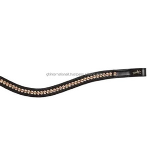 Banda de ceja de caballo de cuero de canal vacío hecha a mano de alta calidad con cristales dorados decorativos de 1 Fila Cadena de diamante Banda de CEJA ostentosa - Product Image 1