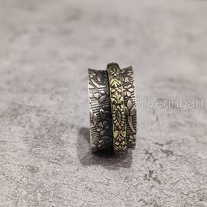 Anillo de meditación con banda giratoria de primavera, anillo de pulgar de Plata de Ley 925 para mujer, joyería hecha a mano, anillo giratorio Unisex de Navidad - Product Image 5