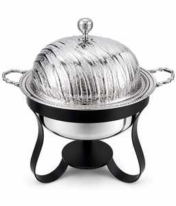 Recipiente para calentar comida hecho a mano, elegante, redondo, de acero inoxidable con tapa. - Product Image 6