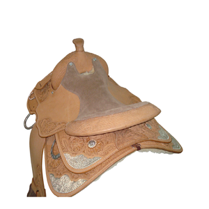 Classic Western Show English Saddle Cuero natural mecanizado a mano con asientos cómodos de gamuza duraderos Tamaños 10 ''y 18'' - Product Image 3