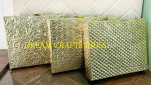 Bolso de novia de Metal de alta calidad, monederos de boda de verano a la moda, forma cuadrada, diseño en relieve a mano, cadenas con asa desmontable - Product Image 5