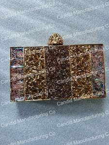 Bolso de hombro de fiesta Vintage para mujer a la moda hecho a mano madre perla Metal adorno estilo Rock bordado estilo inglés - Product Image 2