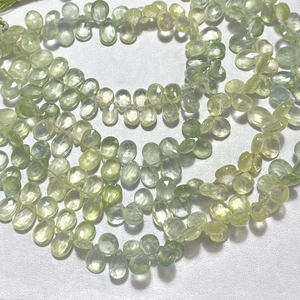 Cuentas de Briolette con forma de almendra, venta al por mayor, tienda de piedras preciosas, Prehnita facetada, pera, Color verde, cuentas de piedra calibradas - Product Image 3