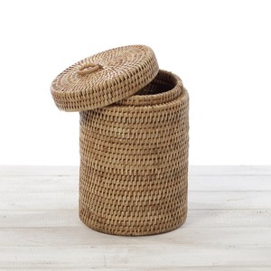 Hand weave rattan organizer <b>bins</b> for multi uses cheapest cost natural fiber <b>lidded</b> <b>bin</b> basket - Product Image 5