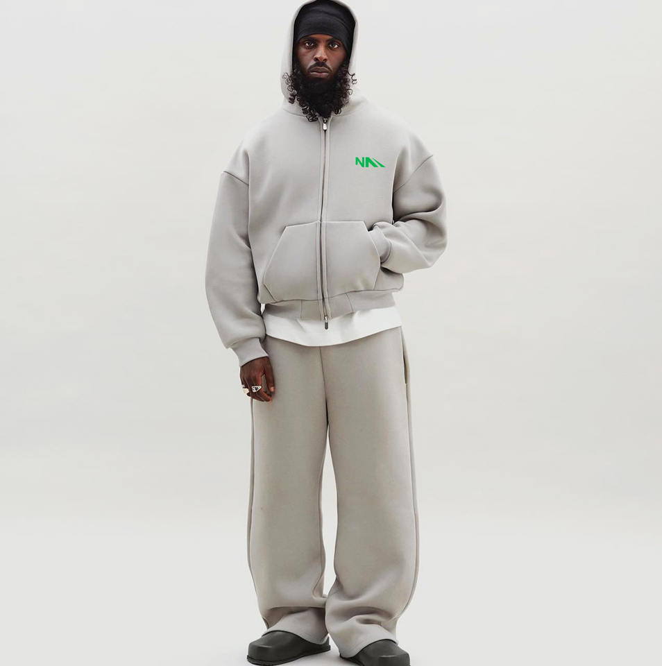 Men's 500 Gsm Monochrome Fleece Tracksuit Oversized Zip Hoodie Jogger Sweatpants Set Heavyweight Casual Sweatsuits For Washed