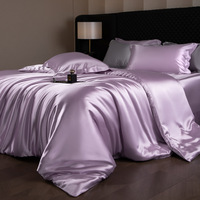 Parure de lit de luxe en fausse soie de mûrier, housse de couette et drap en satin doux et lisse pour la décoration de chambre