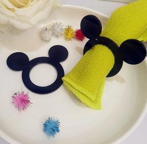 Acrylic Mickey Napkin <b>Ring</b> PCS Black <b>Cartoon</b> Shape Modern Style Polished Finish Perfect for Parties and Wedding - Product Image 1