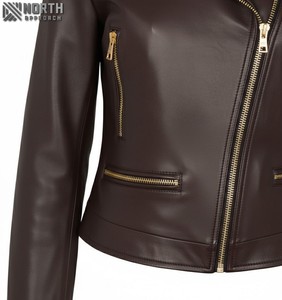 แจ็คเก็ตหนังแท้ของผู้หญิง2025ซิปด้านหน้าติดซิปปรับแต่งได้ - Product Image 5